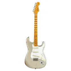 Fender Custom Shop W19 1965 Stratocaster Relic Maple Fingerboard Super Faded Aged Inca Silver Elektro Gitar - 1