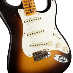 Fender Custom Shop W21 Limited Edition 1957 Stratocaster Journeyman Relic Akçaağaç Klavye Wide Fade Chocolate 2 Tone Sunburst Elektro Gitar - 3