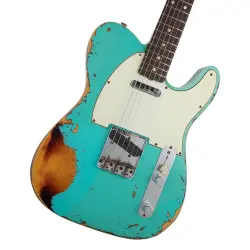 Fender Custom Shop W21 Limited Edition 1960 Telecaster Custom Heavy Relic Gülağacı Klavye Seafoam Green over 3-Color Sunburst - 3