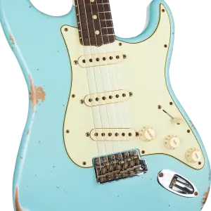 Fender Custom Shop W21 Limited Edition 1963 Stratocaster Heavy Relic Gülağacı Klavye Faded Aged Daphne Blue Elektro Gitar - 3