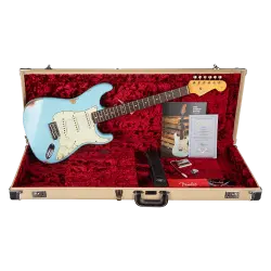 Fender Custom Shop W21 Limited Edition 1963 Stratocaster Heavy Relic Gülağacı Klavye Faded Aged Daphne Blue Elektro Gitar - 6