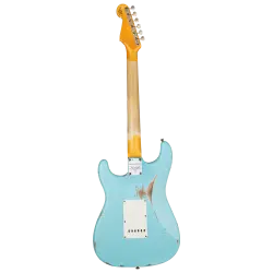 Fender Custom Shop W21 Limited Edition 1963 Stratocaster Heavy Relic Gülağacı Klavye Faded Aged Daphne Blue Elektro Gitar - 2