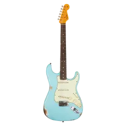 Fender Custom Shop W21 Limited Edition 1963 Stratocaster Heavy Relic Gülağacı Klavye Faded Aged Daphne Blue Elektro Gitar - 1