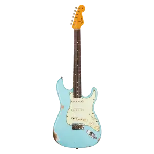 Fender Custom Shop W21 Limited Edition 1963 Stratocaster Heavy Relic Gülağacı Klavye Faded Aged Daphne Blue Elektro Gitar - 1