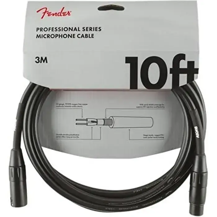 Fender Professional Microphone Cable 10 Black Kablo - 1
