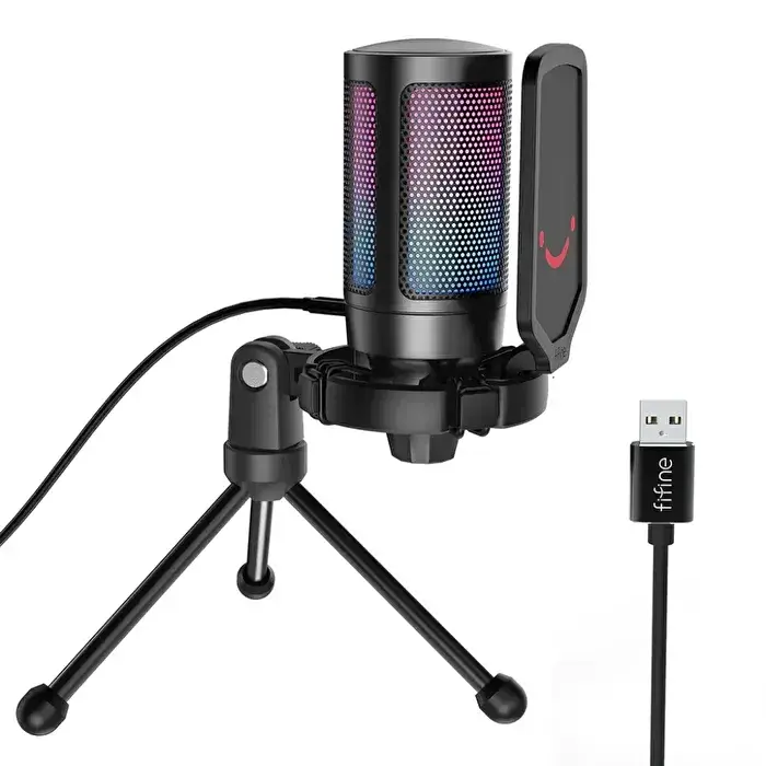Fifine Ampligame A6V Youtuber RGB USB Mikrofon - 1