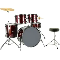 FOCUS FCP0803-WR 5 Parça (20B/10T/12T/14F/14S) Aksamlı & Zilli Bordo Akustik Davul Seti - 2