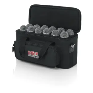 Gator Frameworks GM-12B 12 Mikrofon Taşıma Çantası (Korumalı, Aksesuar Bölmeli) - 1