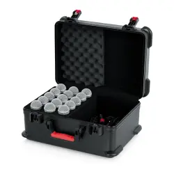 Gator Frameworks GTSA-MIC15 15 Adet Kablolu Mikrofon İçin TSA Kilitli ATA Molded Taşıma Çantası - 1