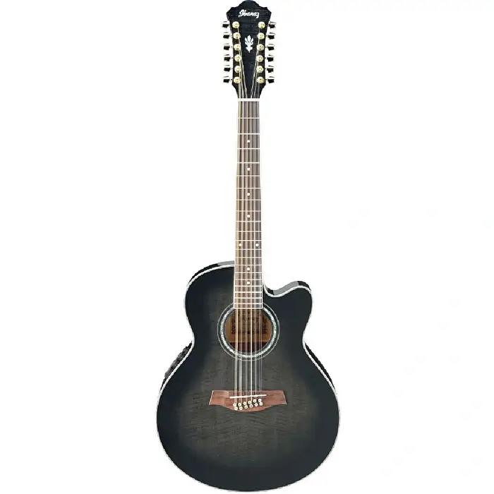 Ibanez AEL2012E-TKS Transparent Black Sunburst 12 Telli Elektro Akustik Gitar - Ibanez