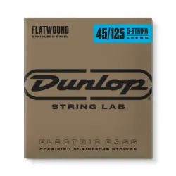 Jim Dunlop DBFS45125 Stainless Steel Flatwound 5 Telli Bas Gitar Teli (45-125) - 1