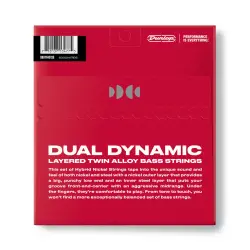 Jim Dunlop DBHYN45125 Dual Dynamic Layered Twin Alloy Hybrid Wound Nickel Bas Gitar Teli (45-125) - 2