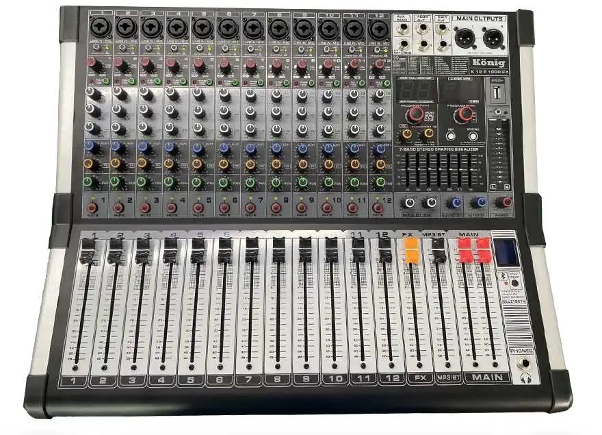 König K-12P 1000FX 12 Kanal Power Mikser 2X500W - König