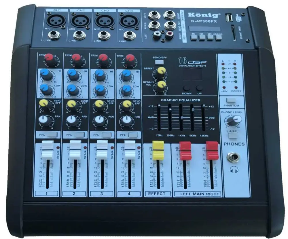 König K-4P 300FX 4 Kanal Power Mikser 2X150W - König