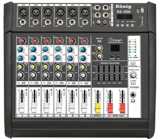 König K-6P 500FX 6 Kanal Power Mikser 2X250W - König