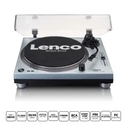 LENCO L-3809ME Turntable - Direct Drive, USB Metalik Mavi Pikap - 1