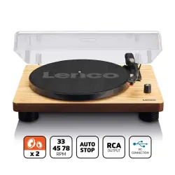 LENCO LS-50WD Turntable - Dahili Hoparlörlü, USB Ahşap Pikap - 1