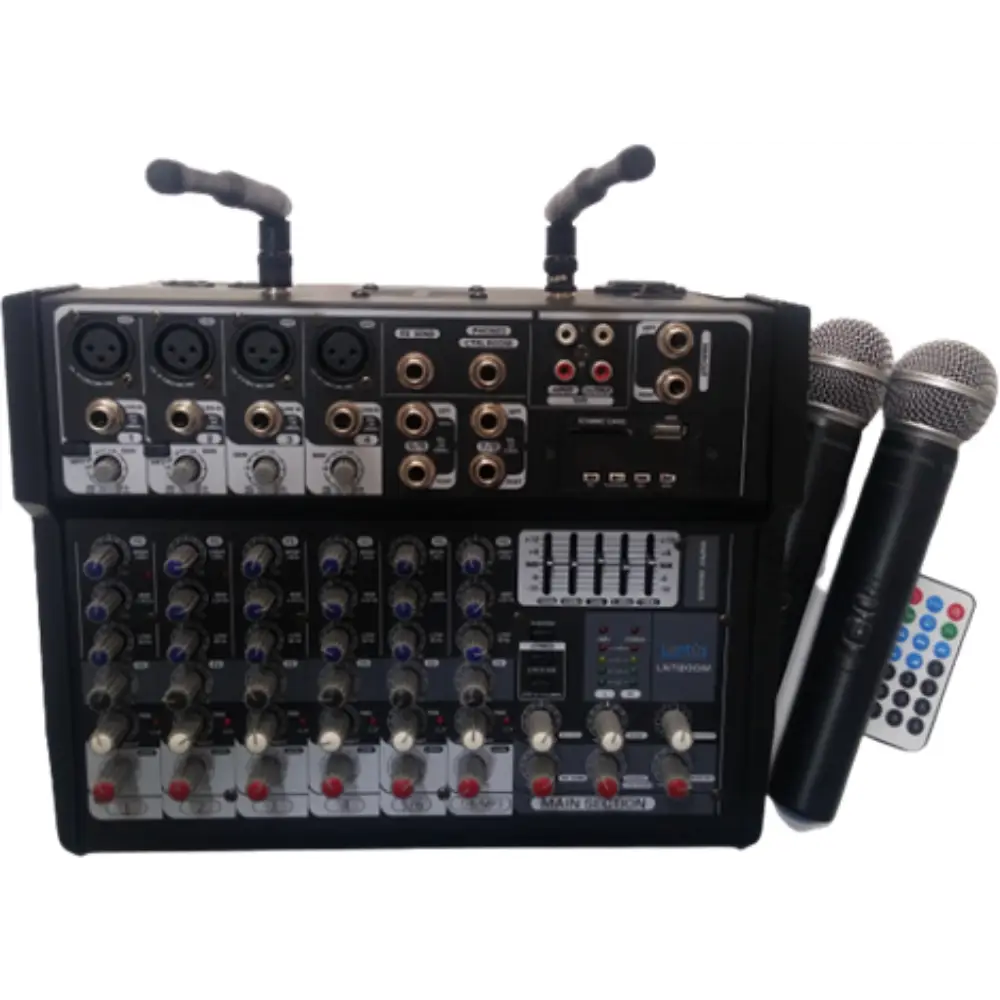 Lentus LNT 800 M 8 Kanal Çift El Kablosuz Mikrofonlu Power Mixer - 1