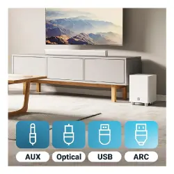 Majority K2 Bluetooth'lu Kablosuz Soundbar ve Subwoofer (Beyaz) - 12