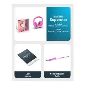 Majority Superstar Kids Kablolu Çocuklar İçin Kafa Üstü Kulaklık (Pembe) - 5