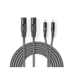 Nedis Cable 2x XLR 3-Pin Erkek - 2x RCA Erkek 1.5m Balanslı Kablo - Nedis Cable