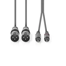 Nedis Cable 2x XLR 3-Pin Erkek - 2x RCA Erkek 1.5m Balanslı Kablo - 2