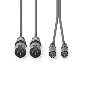 Nedis Cable 2x XLR 3-Pin Erkek - 2x RCA Erkek 1.5m Balanslı Kablo - 2