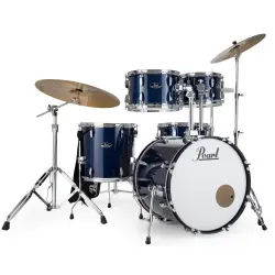 PEARL RS505BC/C743 Roadshow Royal Blue Metallic 5 Parça (20B/10T/12T/14F/14S) Aksamlı ve Sabian Zilli Akustik Davul Seti - 1