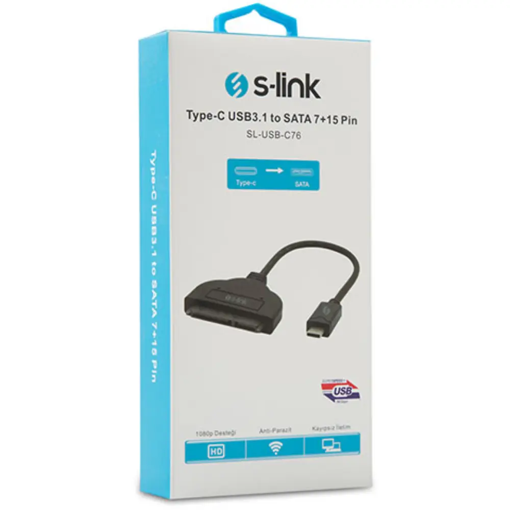 S-link SL-USB-C76 USB3.1 Type-C to SATA 7+15 Pin Çevirici - 2