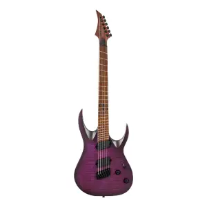 Solar A1.6FDPB-FF 6 Telli Multiscale Fan Fret Elektro Gitar (Flame Deep Purple Burst Matte) - 1