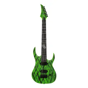 Solar A2.7GN Canibalismo+ 7 Telli Elektro Gitar (Green Neon Open Pore Matte / Black Splatter) - 1