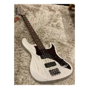 Soloking MJ-1 Custom Bass Roasted Maple Neck Transparent White Bass Gitar - 1