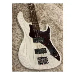 Soloking MJ-1 Custom Bass Roasted Maple Neck Transparent White Bass Gitar - 2