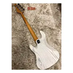 Soloking MJ-1 Custom Bass Roasted Maple Neck Transparent White Bass Gitar - 3