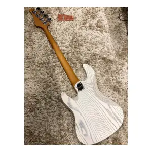 Soloking MJ-1 Custom Bass Roasted Maple Neck Transparent White Bass Gitar - 3