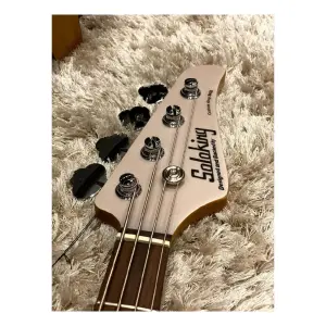 Soloking MJ-1 Custom Bass Roasted Maple Neck Transparent White Bass Gitar - 4