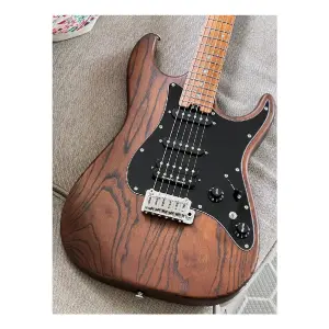 Soloking MS-1 Classic ASH MOD Torched Black Roasted Flame Neck Seymour Duncan TB-4 Elektro Gitar - 2