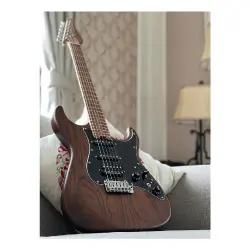 Soloking MS-1 Classic ASH MOD Torched Black Roasted Flame Neck Seymour Duncan TB-4 Elektro Gitar - 4