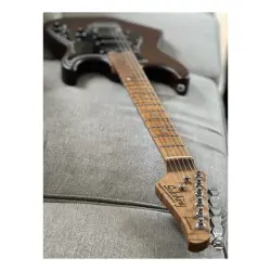 Soloking MS-1 Classic ASH MOD Torched Black Roasted Flame Neck Seymour Duncan TB-4 Elektro Gitar - 5