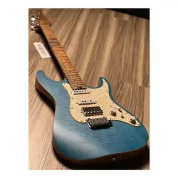 Soloking MS-1 Classic Flat Top FMN Roasted Flame Maple Neck Jeans Pacific Blue Elektro Gitar - Soloking Guitars