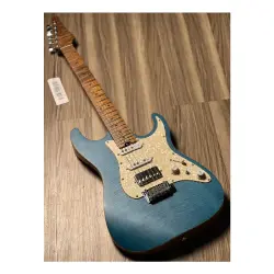 Soloking MS-1 Classic Flat Top FMN Roasted Flame Maple Neck Jeans Pacific Blue Elektro Gitar - 2