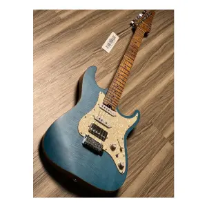 Soloking MS-1 Classic Flat Top FMN Roasted Flame Maple Neck Jeans Pacific Blue Elektro Gitar - 3