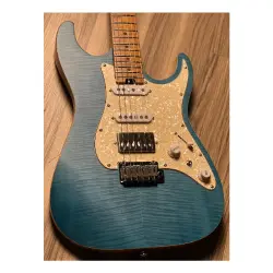 Soloking MS-1 Classic Flat Top FMN Roasted Flame Maple Neck Jeans Pacific Blue Elektro Gitar - 5