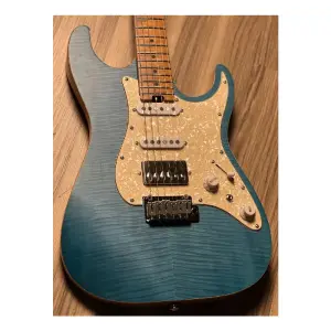 Soloking MS-1 Classic Flat Top FMN Roasted Flame Maple Neck Jeans Pacific Blue Elektro Gitar - 5