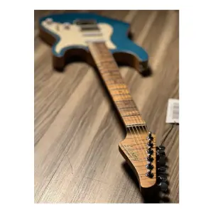 Soloking MS-1 Classic Flat Top FMN Roasted Flame Maple Neck Jeans Pacific Blue Elektro Gitar - 8