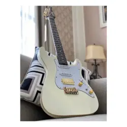 Soloking MS-1 Classic Flat Top Vintage White Rosewood Neck Elektro Gitar - 6
