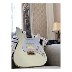 Soloking MS-1 Classic Flat Top Vintage White Rosewood Neck Elektro Gitar - 7