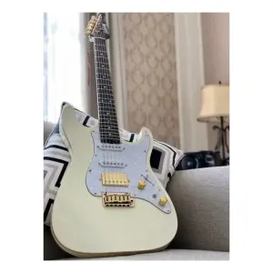 Soloking MS-1 Classic Flat Top Vintage White Rosewood Neck Elektro Gitar - 7