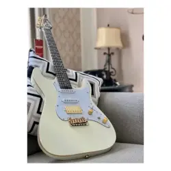 Soloking MS-1 Classic Flat Top Vintage White Rosewood Neck Elektro Gitar - 8
