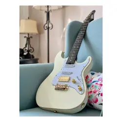 Soloking MS-1 Classic Flat Top Vintage White Rosewood Neck Elektro Gitar - 9